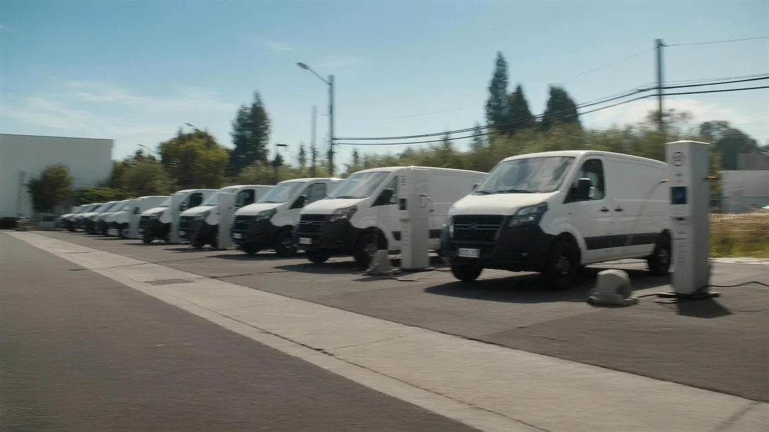 Elektrische Transporter an Ladepunkten in einem Depot